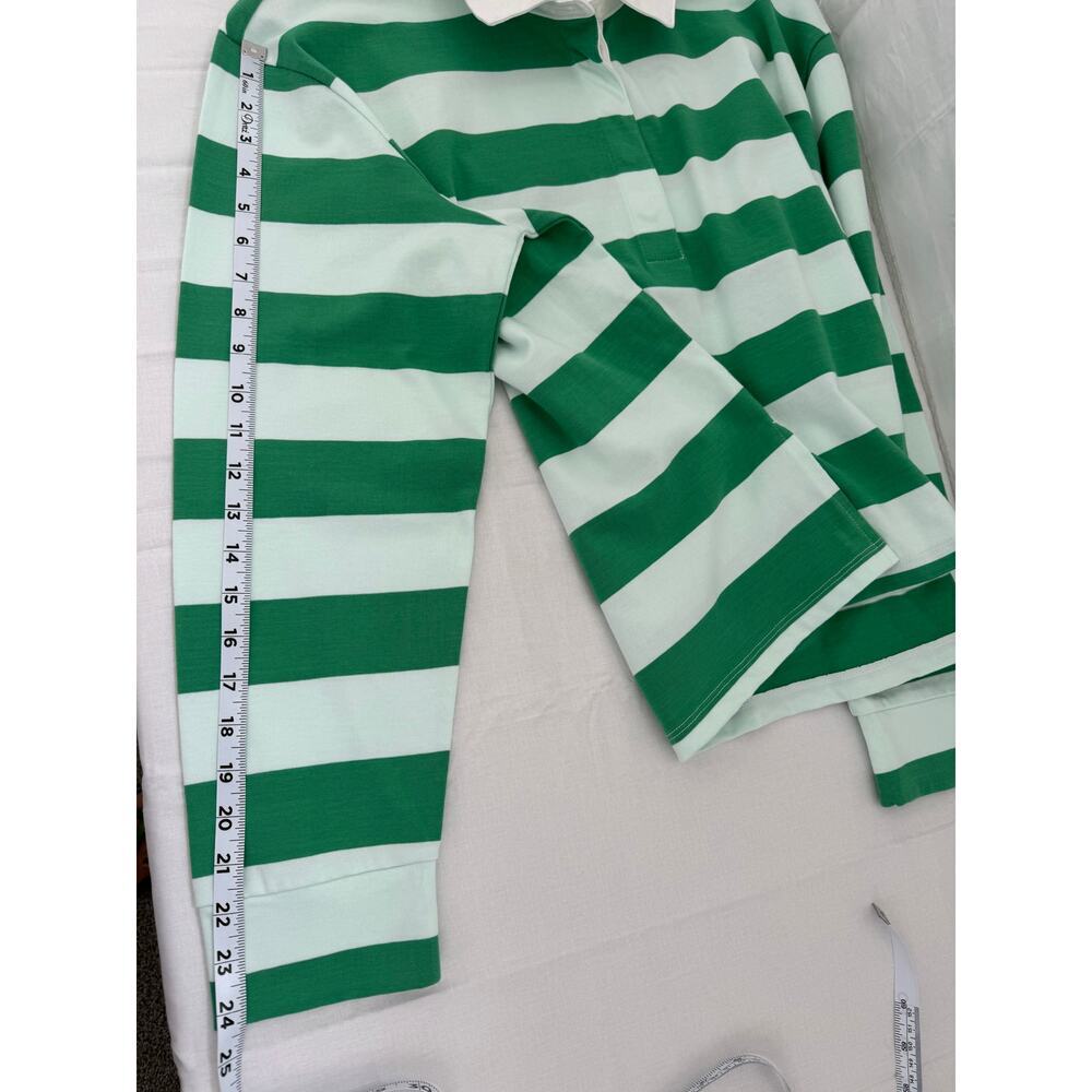 ON-34TH Women’s XXL Green & White Striped Polo Knit Long Sleeve Shirt - Picture 5 of 8